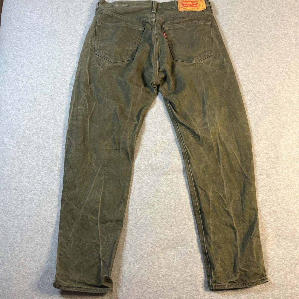 Levi's 501 White Oak Cone Denim Jeans 34x30 (tag)Olive Green Mens Button Fly - Picture 6 of 12